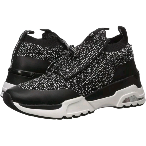 💕CALVIN KLEIN WOMEN'S HUE CRYSTAL STRETCH KNIT/NYLON BLACK FASHION SNEAKERS💕10 - Picture 3 of 17